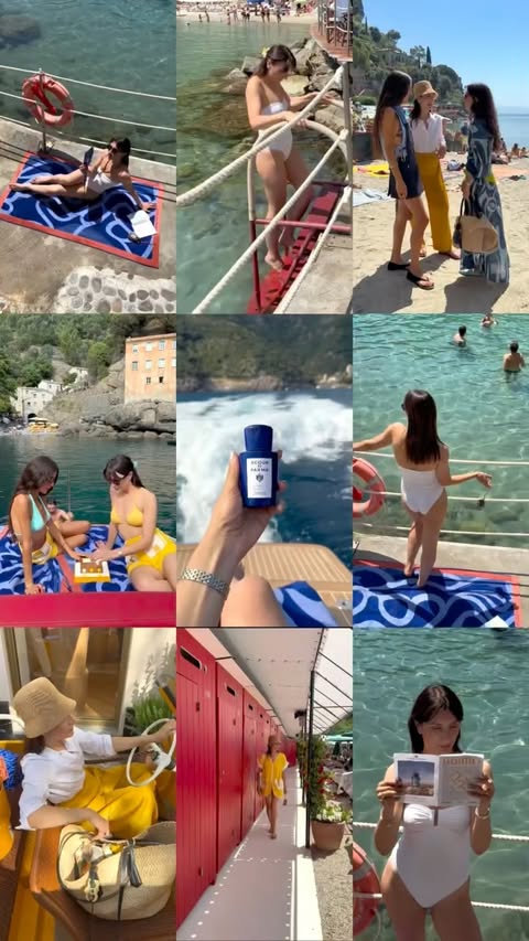 Instagram post by @carlotta.rubaltelli for Acqua di Parma. Caption reads: [...] iconic Spiaggina, Paraggi energy and....