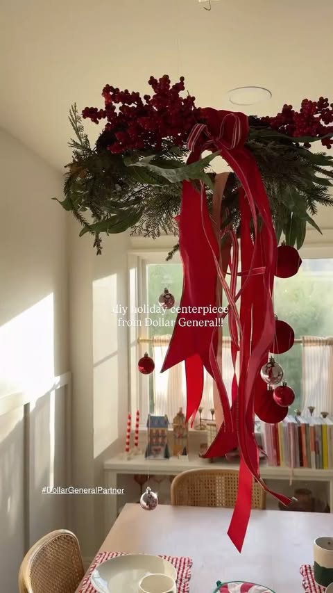 Instagram post by @debtrette for Dollar General. Caption reads: #DollarGeneralPartner: A diy greenery centerpiece!....