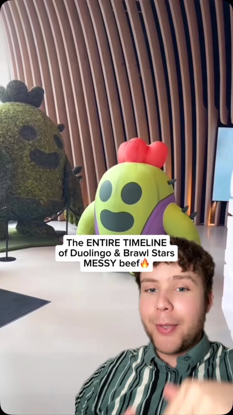 Instagram post by @pattypopculture for Duolingo. Caption reads: This beef between Duolingo & Brawl Stars is....