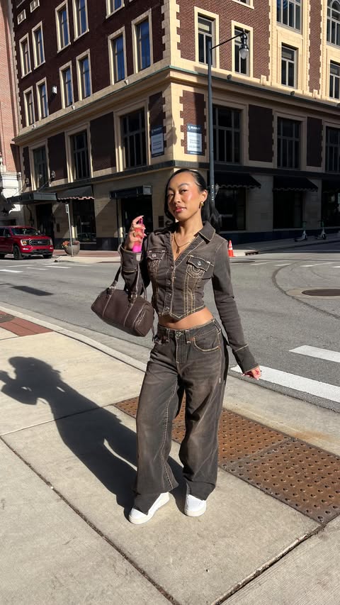 Instagram post by @caileyork for True Religion. Caption reads: staying true in my @truereligion signature....