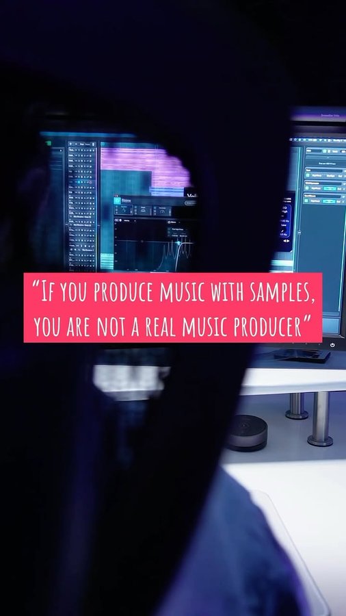 Instagram post by @musicbyplv for LANDR. Caption reads: [...] not overused samples, I personally use....