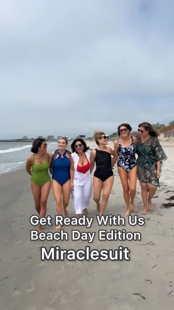 Instagram post by @evolvingover50 for Miraclesuit. Caption reads: [...] any age. These luxe, sculpting Miraclesuits....