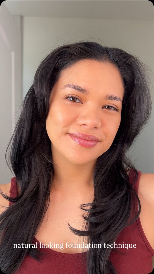 Instagram post by @melissacgeraghty for Beautyblender. Caption reads: ‘MY SKIN BUT BETTER’ foundation technique. As I’m....