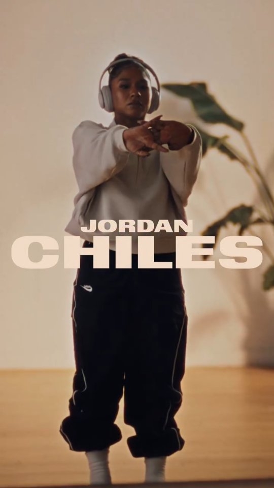 Instagram post by @jordanchiles for Beats by Dre. Caption reads: Sticking the landing and staying grounded 
with....