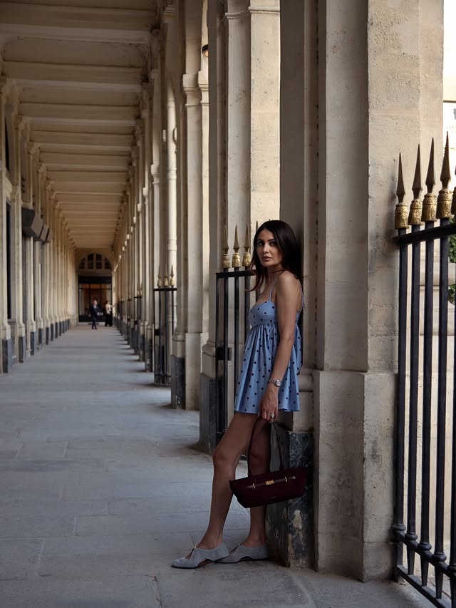 Instagram post by @ghazzzzzz for REVOLVE. Caption reads: [...] in Paris 🇫🇷 Photography @piranpouya....