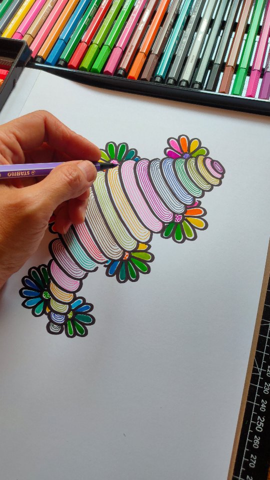 Instagram post by @lady_meli_art for STABILO. Caption reads: What's on your mind when you see this drawing?....