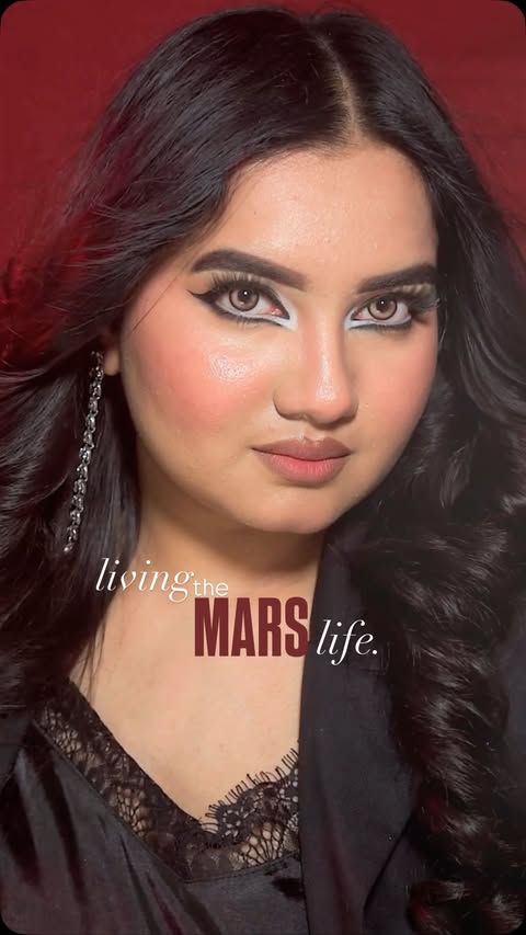 Instagram post by @hitaashiii for MARS Cosmetics. Caption reads: Har boredom ke bahar, ek MARS Life hoti hai. 💄....