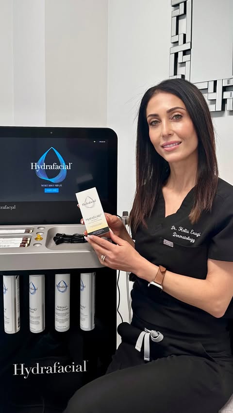 Instagram post by @derm.queen for Hydrafacial. Caption reads: Your hair is only as healthy as the scalp it’s....