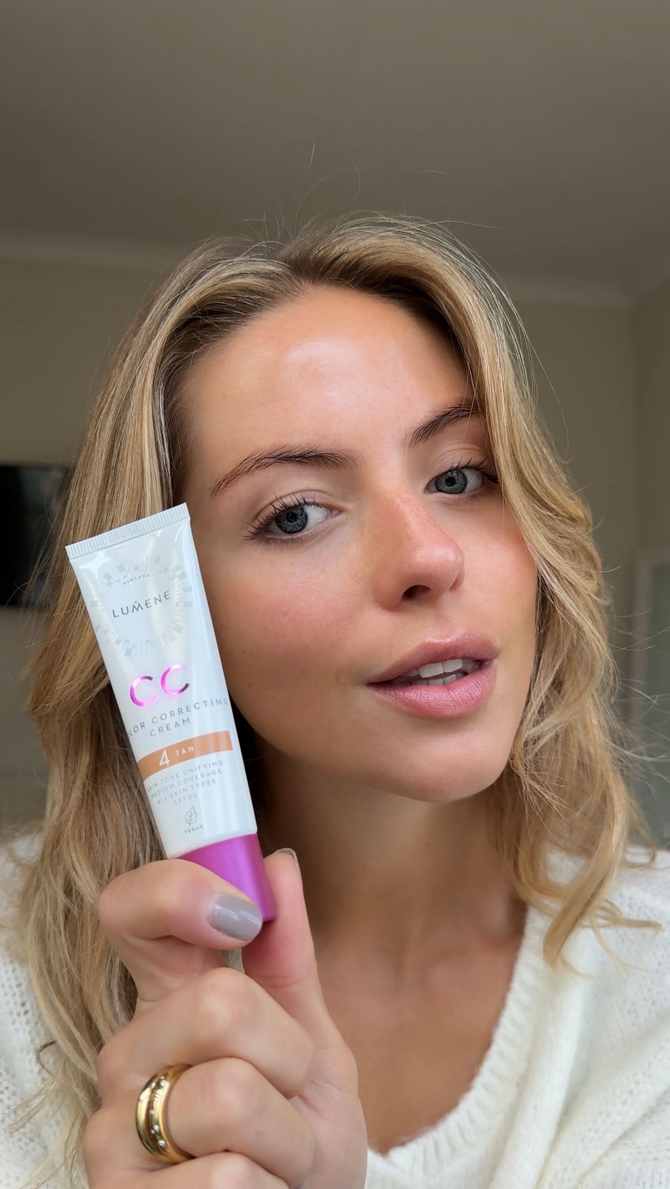 Instagram post by @marthawr for LUMENE. Caption reads: [...] - the CC Color Correcting Cream SPF 20....
