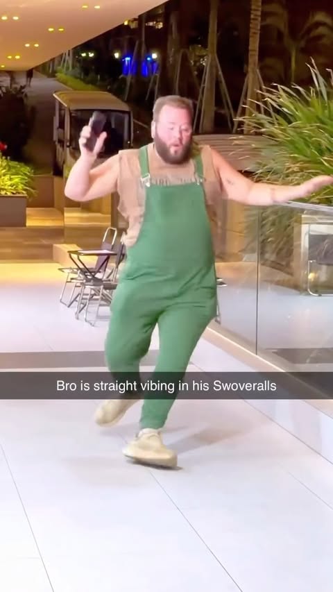 Instagram post by @thenathanpiland for SWOVERALLS. Caption reads: [...] care in the world when I’m wearing my....