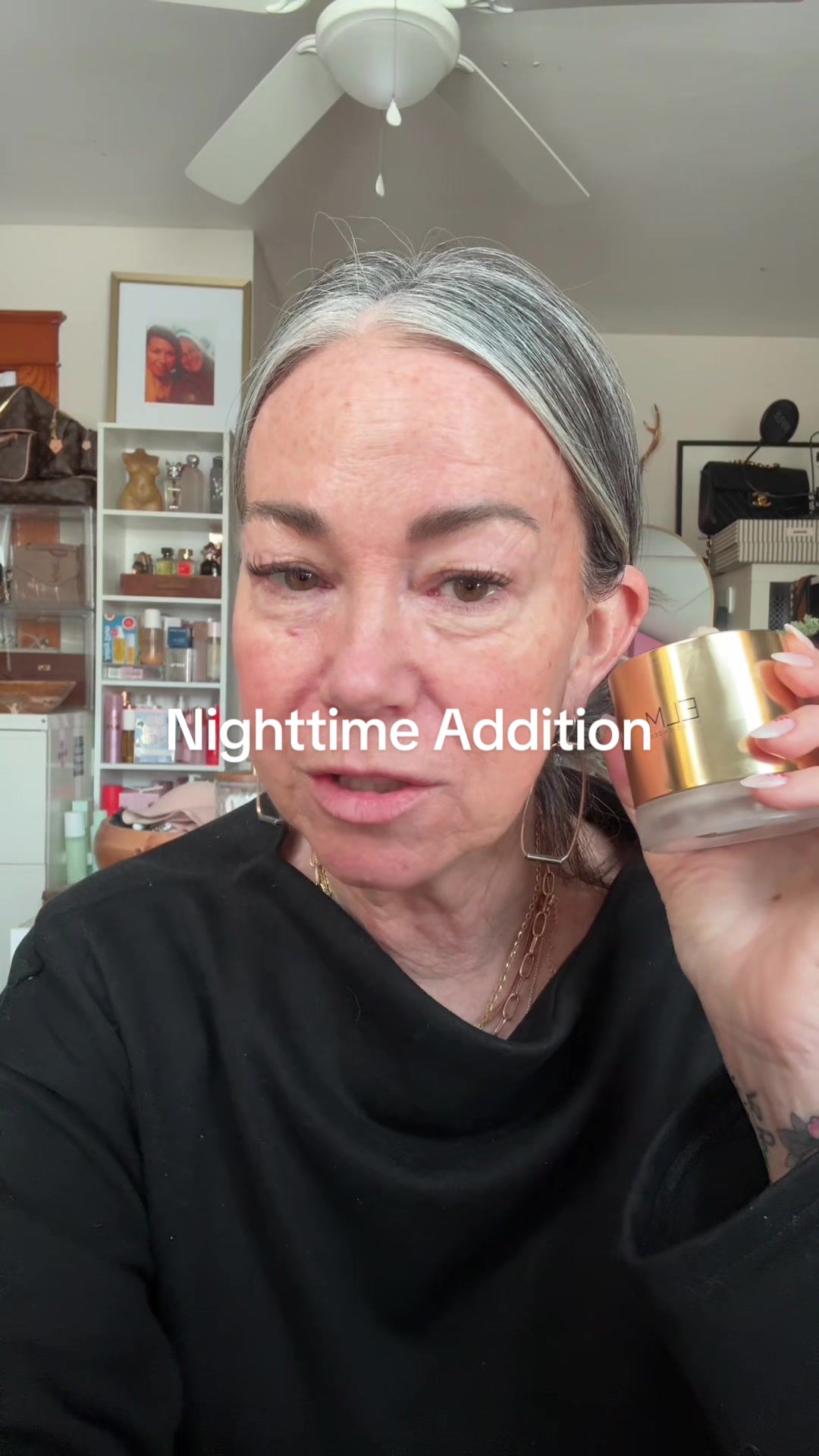 TikTok post by @aestheticaleestyles for Elm Biosciences. Caption reads: @Elm Biosciences my new go to night cream. Use....