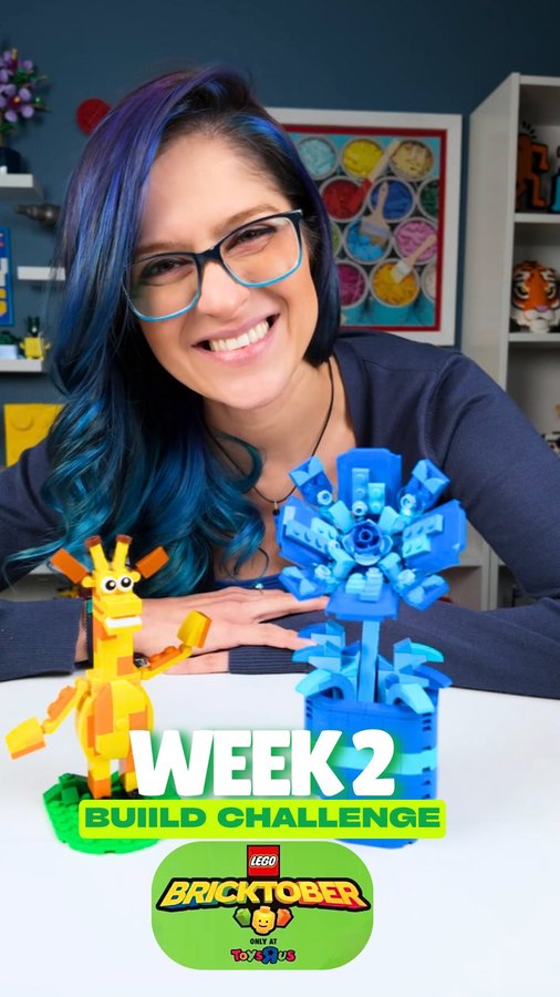 Instagram post by @michellecraftybricks for Toysrus. Caption reads: 🎉 It’s BRICKTOBER Week 2 Build Challenge!! 

Show....