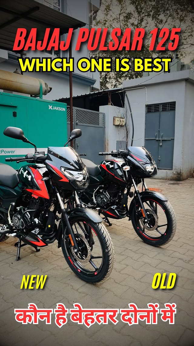 Instagram post by @beingtechnozz for Bajaj Auto. Caption reads: किसका Graphics अच्छा है 2026 Bajaj New Pulsar 125....