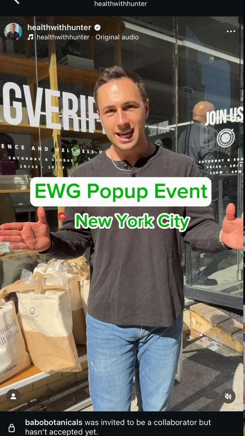 Instagram post by @healthwithhunter for Babo Botanicals. Caption reads: [...] in NYC! 🌿

I was so excited to see....