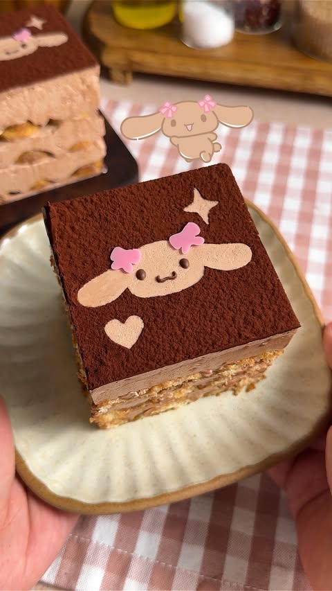 Instagram post by @erictriesit for Sanrio. Caption reads: Chocolate Tiramisu inspired by @sanrio ‘s friend....