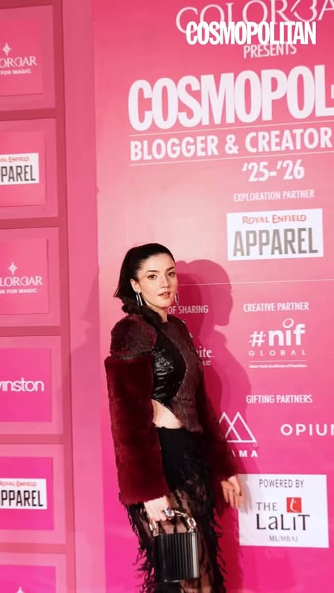 Instagram post by @thelalitmumbai for Cosmopolitan. Caption reads: The Cosmopolitan Blogger & Creator Awards ’25–’26....