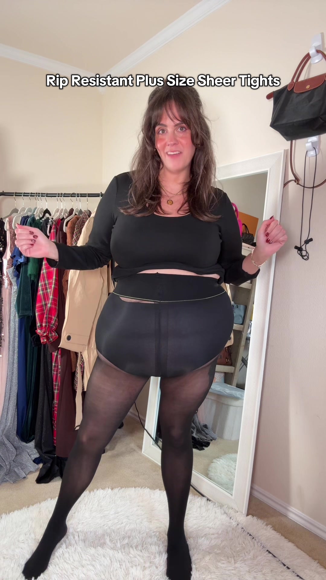 TikTok post by @itslindss for Sheertex. Caption reads: [...] an apron belly and I’m trying on these....