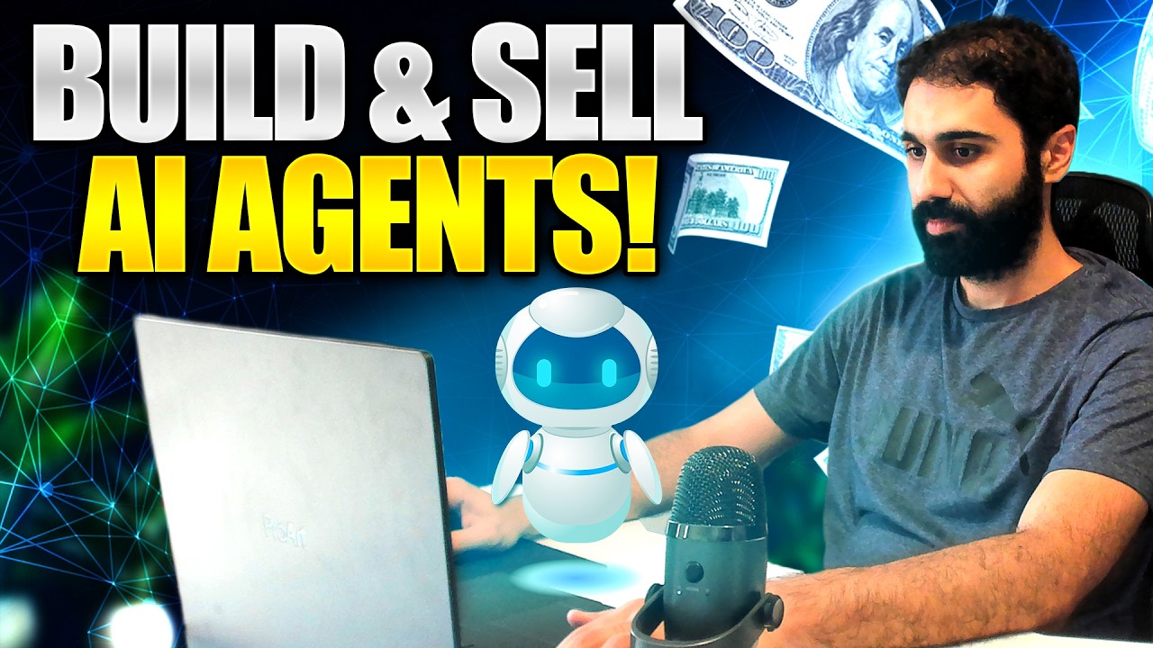YouTube post by @hasanaboulhasan for Envato. Caption reads: How To Build & Sell Simple AI Agents - Step by....