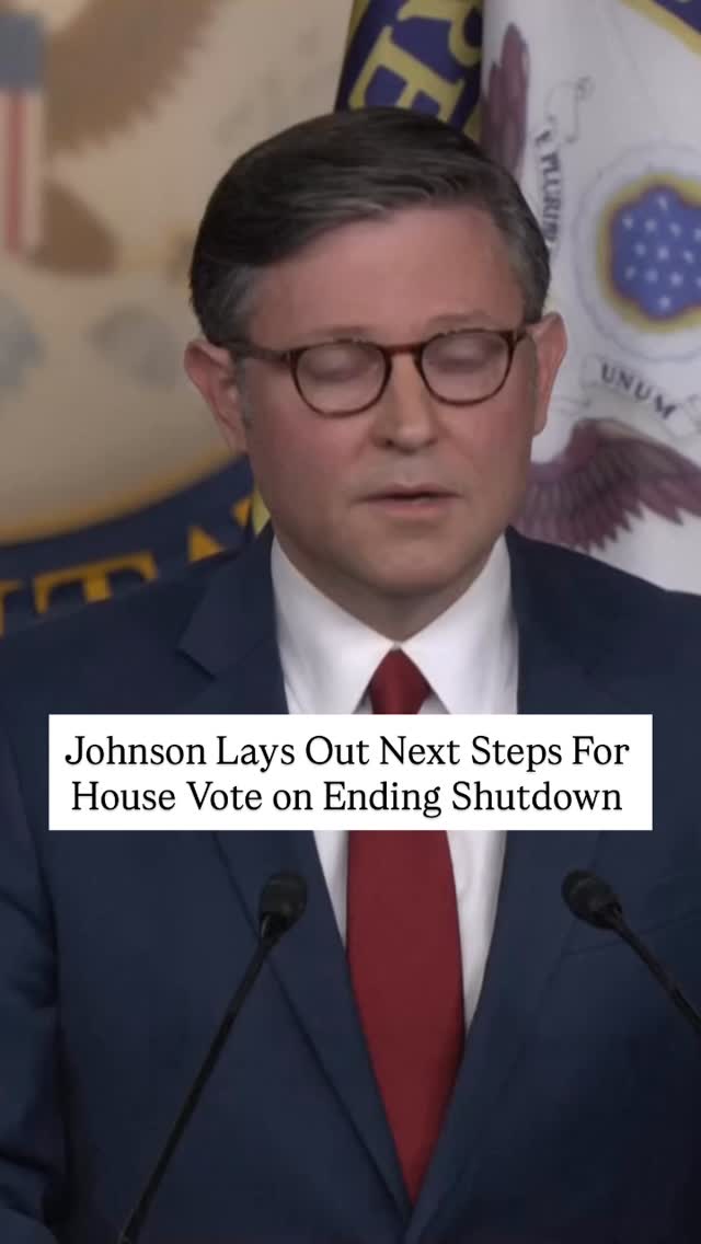 Instagram post by @mosheh for Reuters. Caption reads: Speaker of the House Mike Johnson announced next....