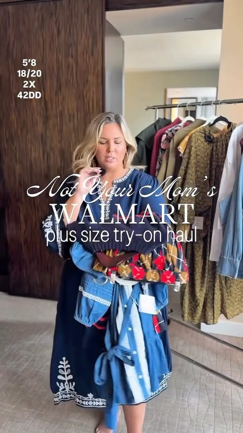 Instagram post by @ashley_dorough for Walmart Fashion. Caption reads: 4X–XXS ✨ Which look is your fave?! 👇👇 NOT YOUR....