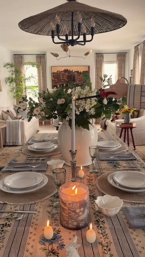 Instagram post by @thegeorgeshome for Pottery Barn. Caption reads: Starting my spring table with @potterybarn’s Emma....