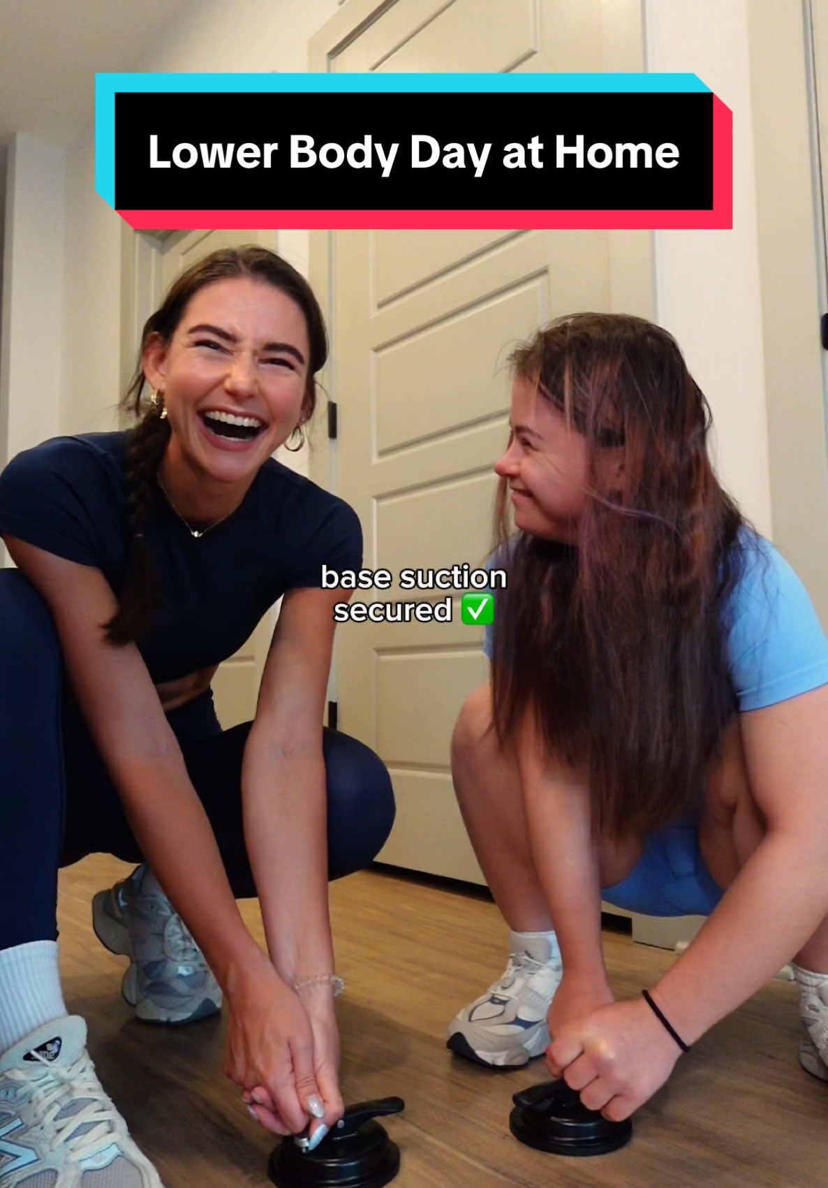 TikTok post by @vallitfit for TOUSAINS. Caption reads: [...] workout routine at home with the new....