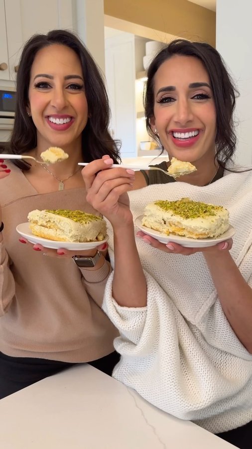 Instagram post by @fooddolls for Natalie's Orchid Island Juice. Caption reads: This Orange Pistachio Tiramisu is the dessert you....