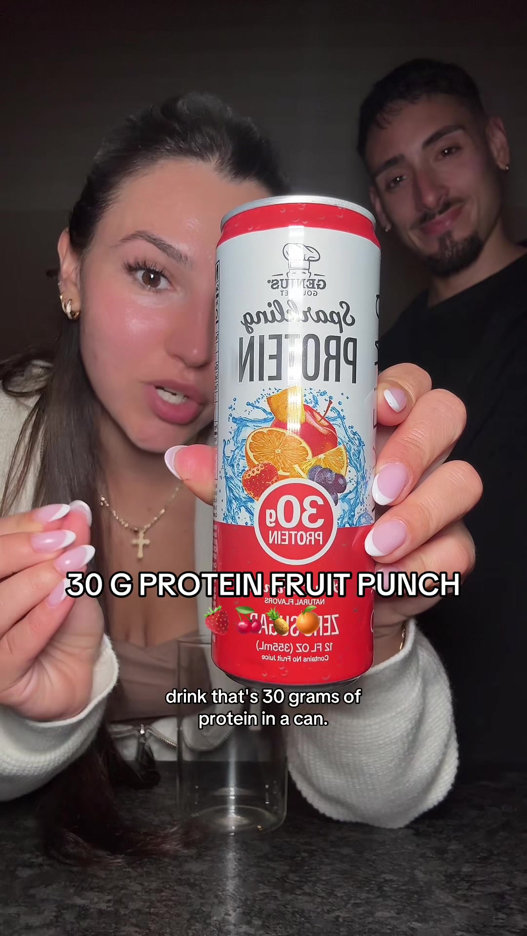 TikTok post by @abbyfridman for Genius Gourmet. Caption reads: [...] a 10/10 way to get your protein in! @Genius....