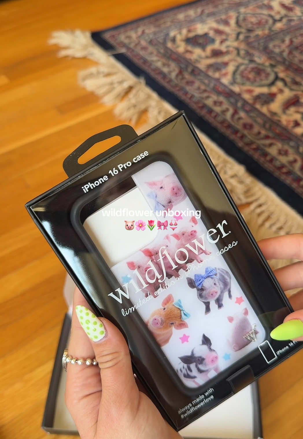 TikTok post by @mazzy_williams for Wildflower Cases. Caption reads: this is so beyond cute @Wildflower Cases 🐷🐷....