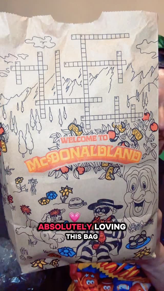 Instagram post by @markie_devo for McDonald's. Caption reads: McDonaldland Meal and merch unboxing⛰️🍔 

🍔Charm....