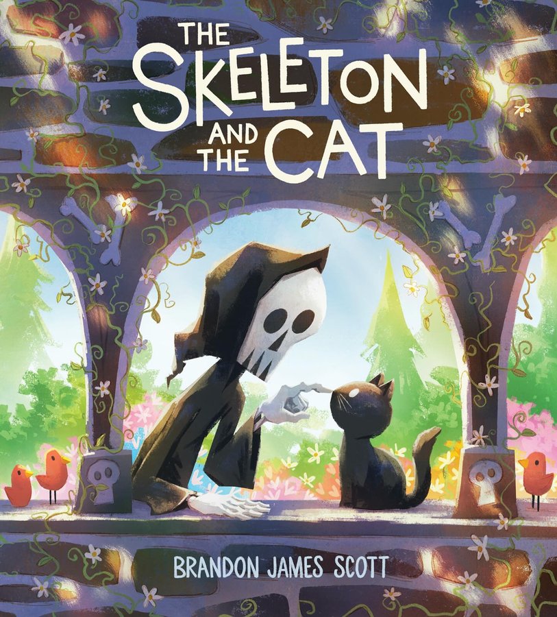 Instagram post by @brandonjamesscott for HarperCollins. Caption reads: THE SKELETON AND THE CAT - ✨ COVER REVEAL ✨

I’m....