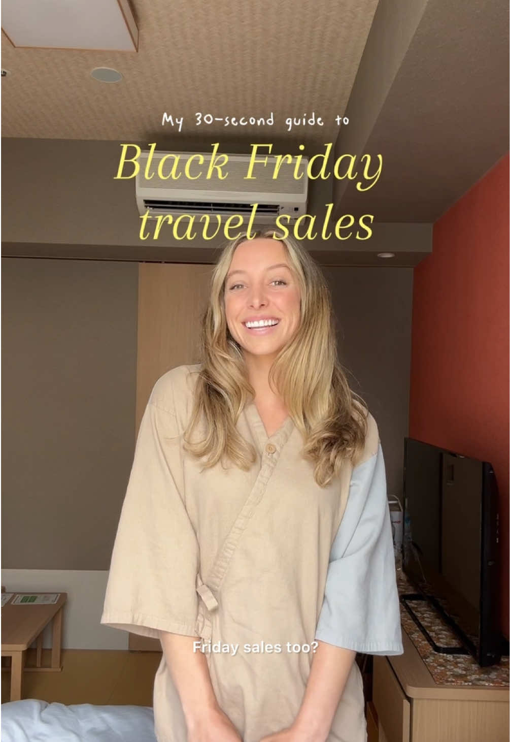 TikTok post by @lindzoutside for Hotels.com. Caption reads: [...] is the biggest Black Friday sale from....