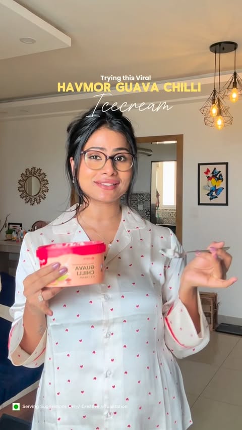 Instagram post by @riks_kashyap for Havmor. Caption reads: [...] chilli ice cream = obsession unlocked.....