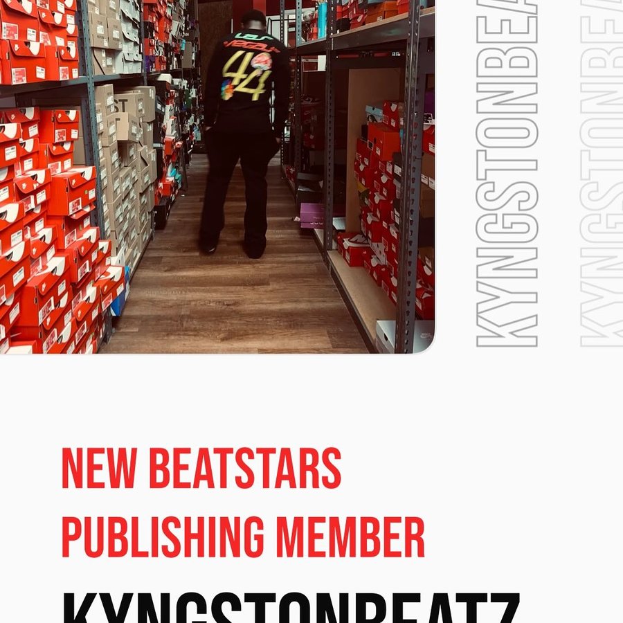 Instagram post by @1kyngstonbtz for BeatStars. Caption reads: [...] @sony @sonymusicpub @sonymusic @beatstars.
