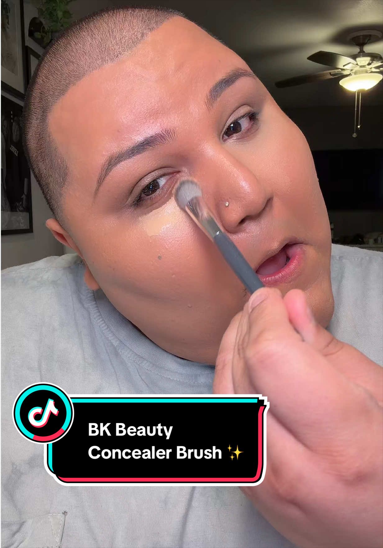 TikTok post by @johnnyygarzaa for BK Beauty. Caption reads: [...] this must-have concealer brush! 🙌🏽✨ @BK....