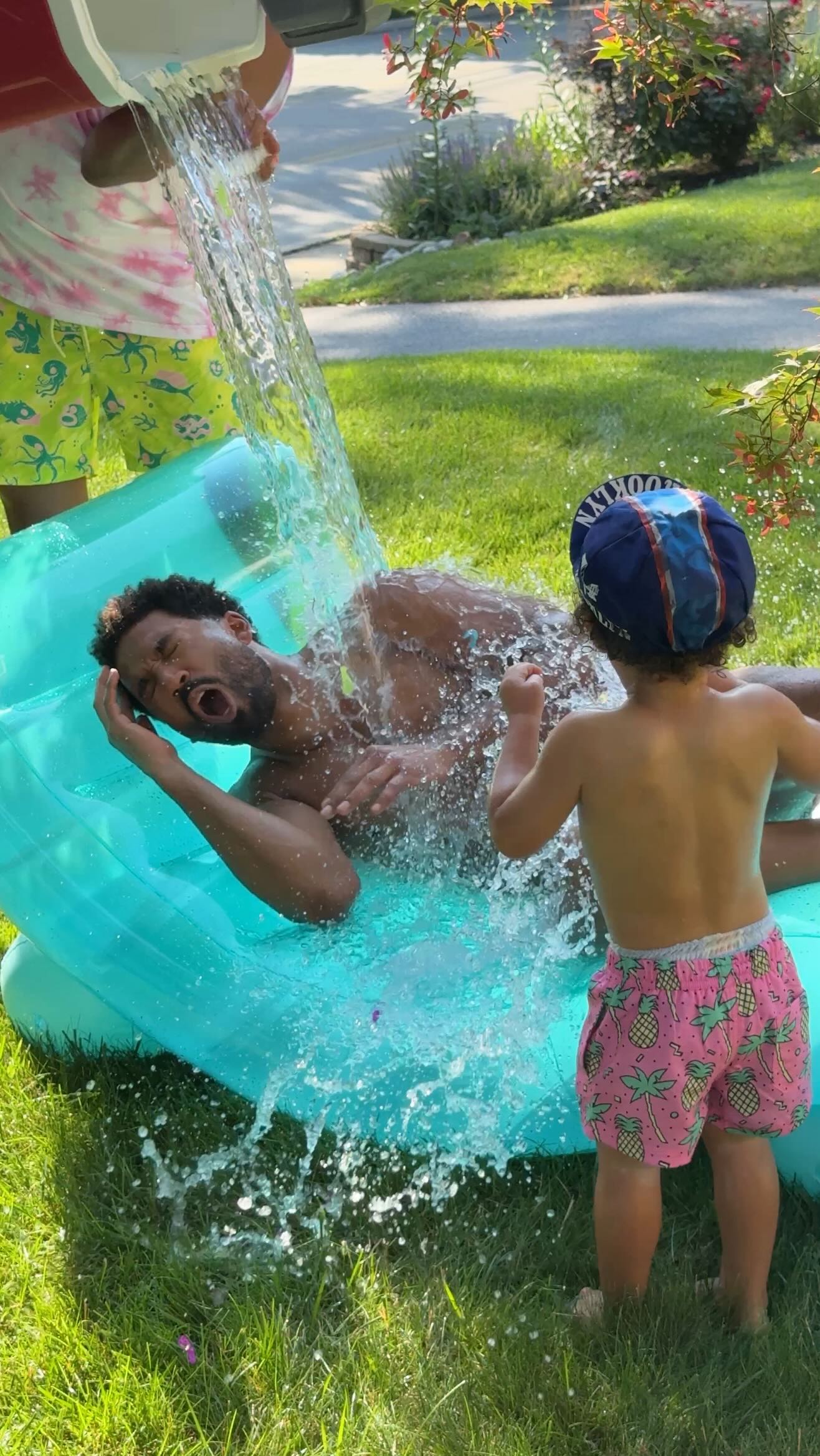 Instagram post by @wendellholland for Funsicle. Caption reads: Wennie’s been asking for his pool, and my man....