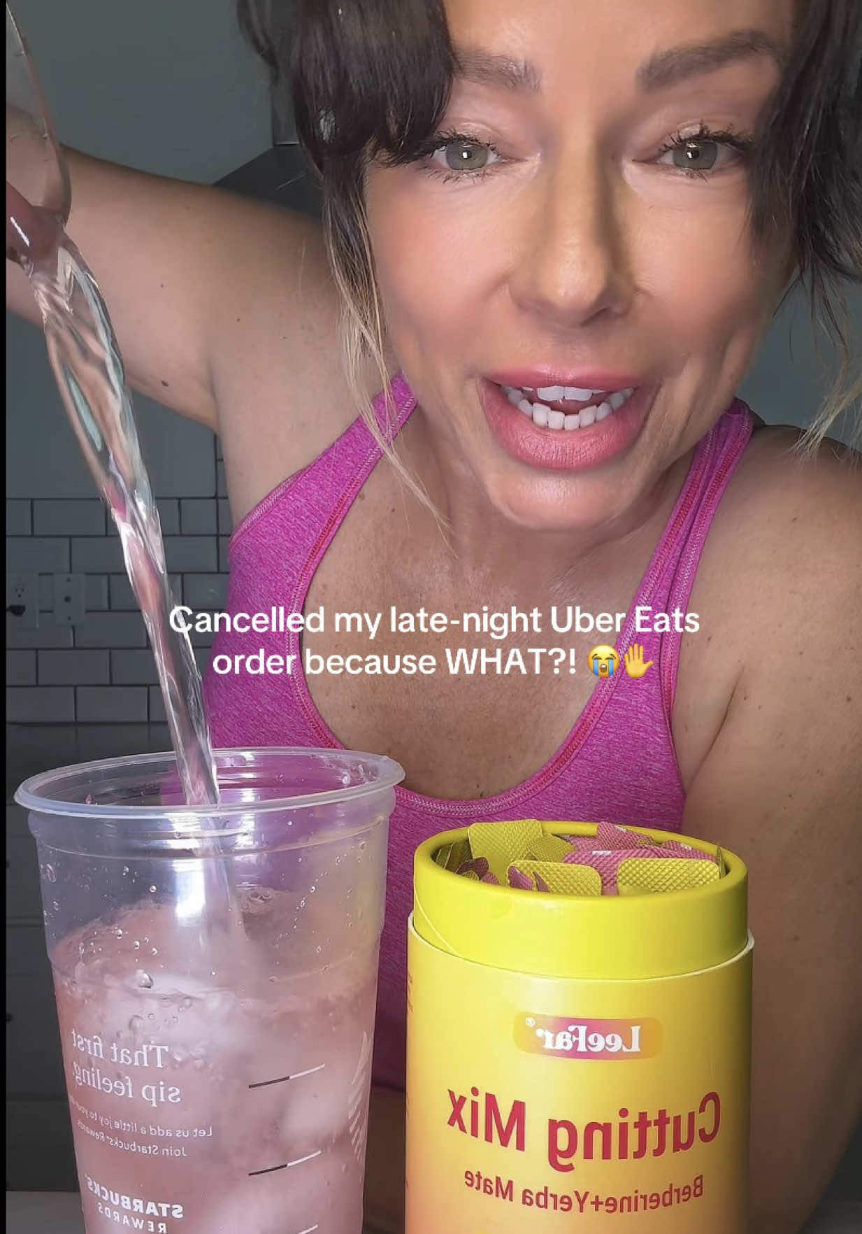 TikTok post by @iamtheluciana for Leefar US. Caption reads: [...] #wellnessgirl #hotgirlsummer #drinktok....