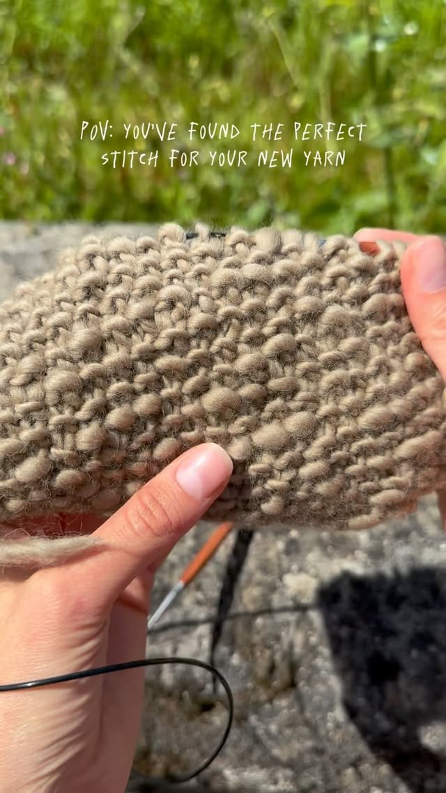 Instagram post by @knitdiet for We Are Knitters. Caption reads: [...] my new The Wave Wool Taupe yarn from....