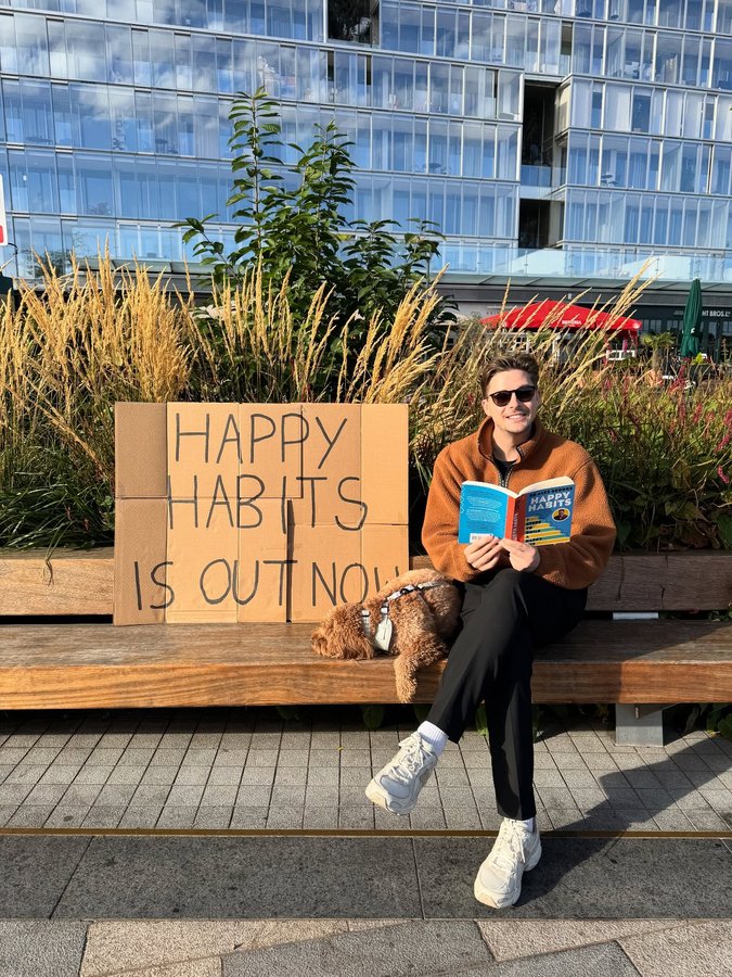 Instagram post by @dralexgeorge for Puffin Books. Caption reads: Happy Habits - 7 Steps To Build A Happy Life 💛 I....