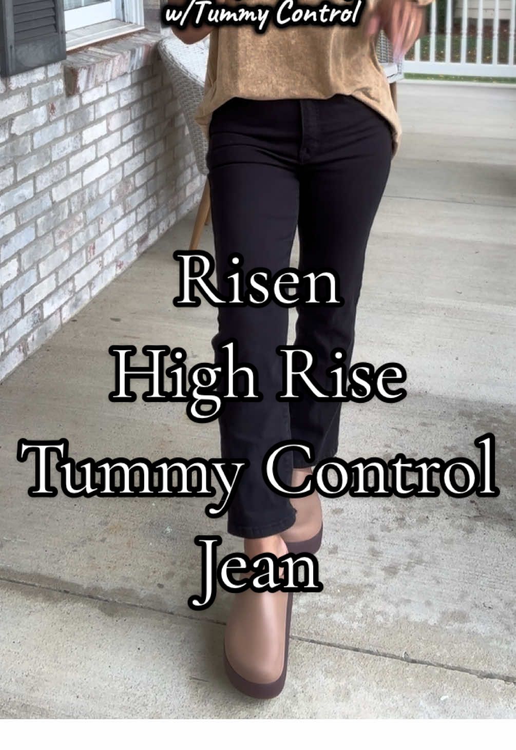 TikTok post by @ashley10boltz for Freckled Poppy. Caption reads: The comfiest and most flattering black jean!....