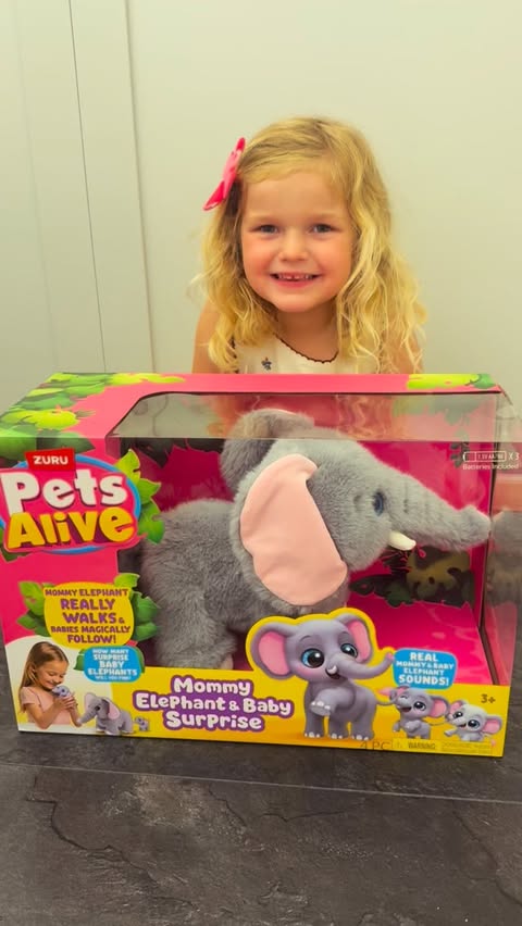 Instagram post by @adventure_with_two for Smyths Toys Superstores. Caption reads: Sofia has loved playing with her Mommy elephant....