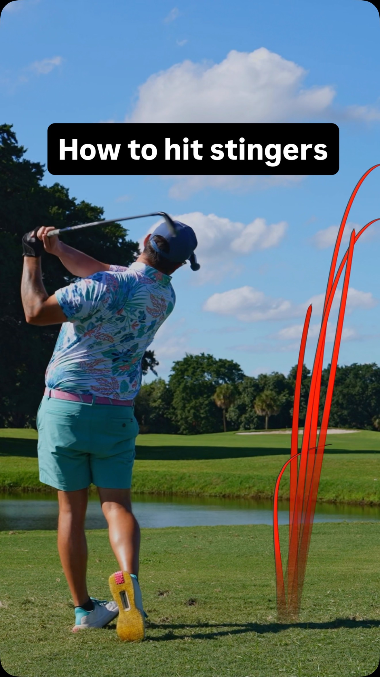 Instagram post by @birdogey for Chubbies. Caption reads: How to Hit a Stinger. Step one, put the ball back....