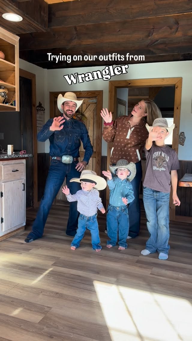 Instagram post by @_rachelvick_ for Wrangler. Caption reads: Merch Box from @wranglerwestern try on with the....