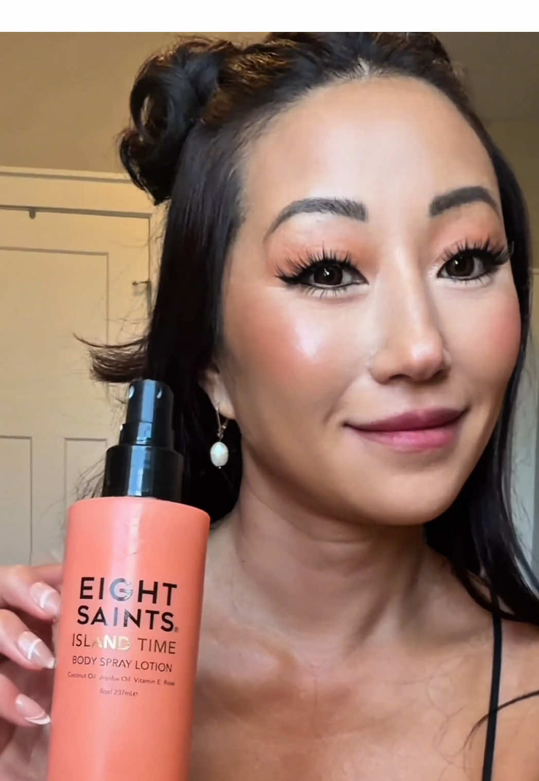 TikTok post by @jo.secrets8 for Eight Saints Skincare. Caption reads: [...] my perfume to last all day🧴 @Eight Saints....