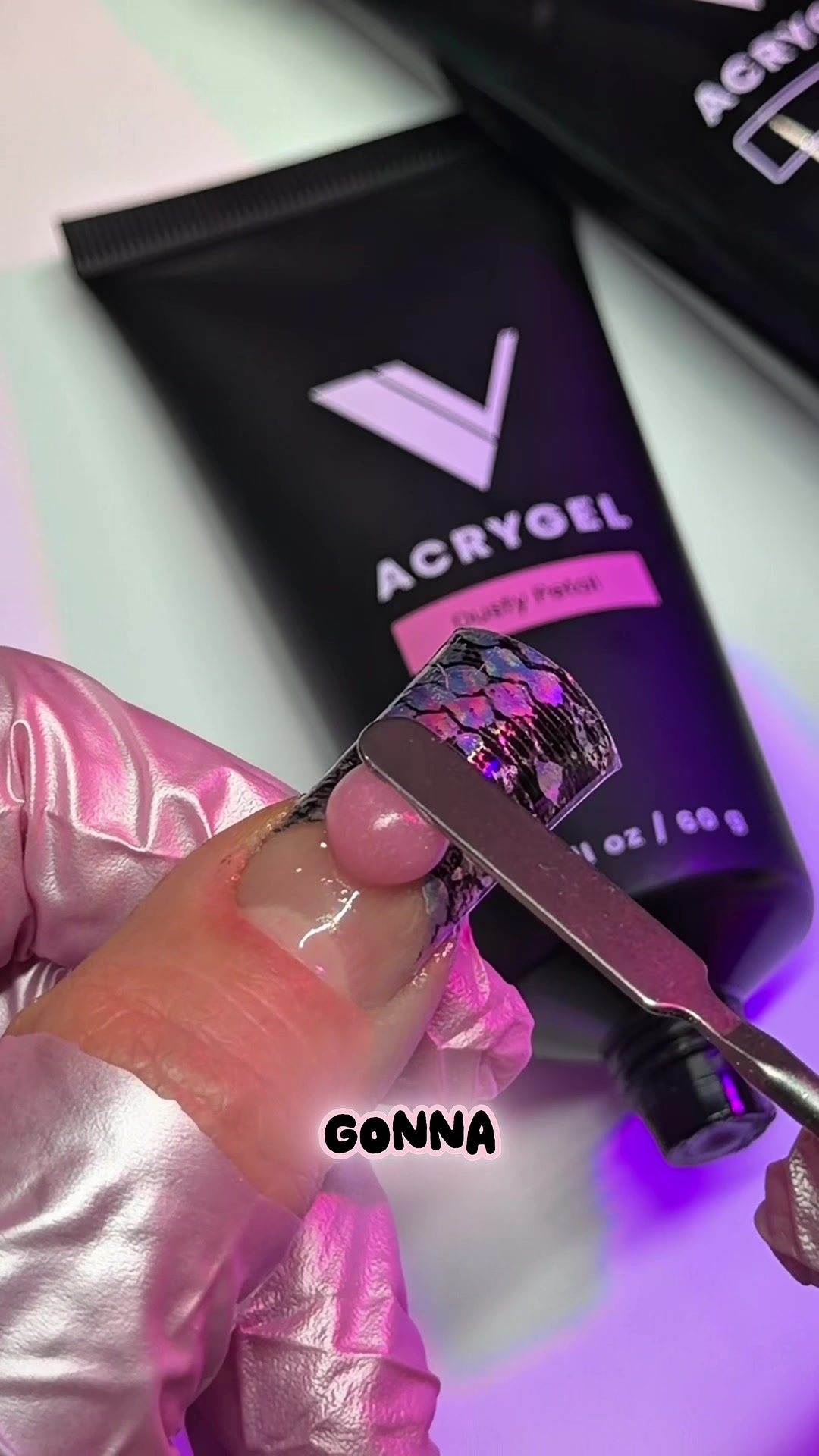 TikTok post by @victoriasnailz for V Beauty Pure. Caption reads: [...] nail looks”🦄 🦄Nail Products: @vbeautypure....