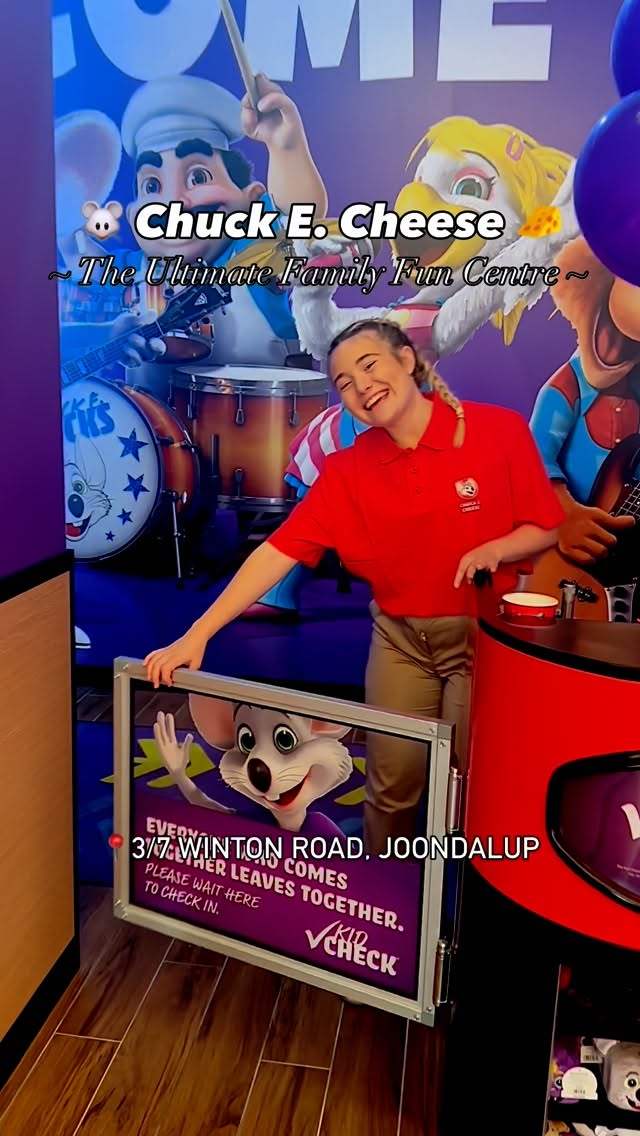 Instagram post by @alexperthfoodie for Chuck E. Cheese. Caption reads: ✨🎉 If you still haven’t heard the news (and with....