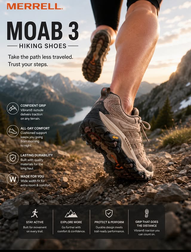 Instagram post by @americandream.ugc for Merrell. Caption reads: [...] and versatile style of these Merrell....