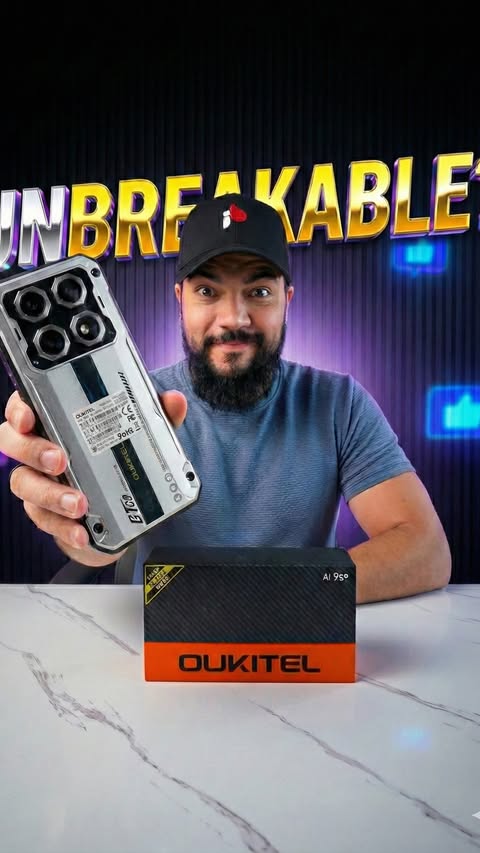 Instagram post by @tarikdeliktas for OUKITEL. Caption reads: [...] built DIFFERENT. 💥📱 Meet the....