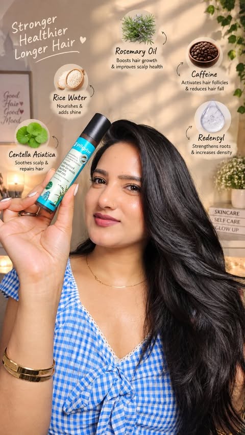 Instagram post by @shine_onn_girl for Pilgrim. Caption reads: Hair growth care made easy! 💚✨ Meet the Pilgrim....
