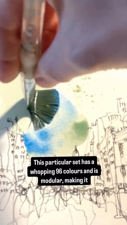 Instagram post by @ennkaydraw for MEEDEN ART. Caption reads: [...] #lineandwashwatercolor #neilwhitehead....
